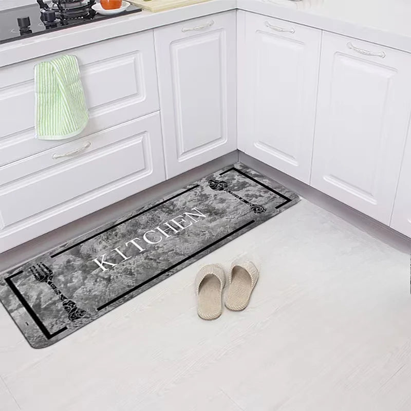 Modern Kitchen Rug Set, Carpet with Marble Texture Pattern, Hallway Rug, Suitable for Bedroom, Living Room, Dining Room, Kitchen