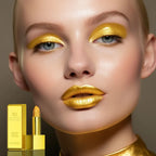 Glitter Sexy Lipstick Shimmer Gold Lipstick Long Lasting Waterproof Cosmetic Gold Brick Tube Valentine's Day Gift For Woman