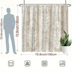 Elegant Luxury Damask Print Shower Curtain Waterproof Beige Gold Bathroom Shower Curtain Liner for Home Decor