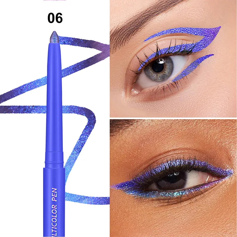 Pearlescent Aurora Purple Eyeliner Pen Chameleon Metallic Eye Liner Shiny Eyeshadow Lying Silkworm Green Blue Makeup Pigment