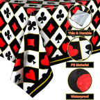 3 pcs Casino Poker Themed Party Tablecloths Poker Plastic Disposable Table Cover for Picnic Birthday 54 x 108 Inches