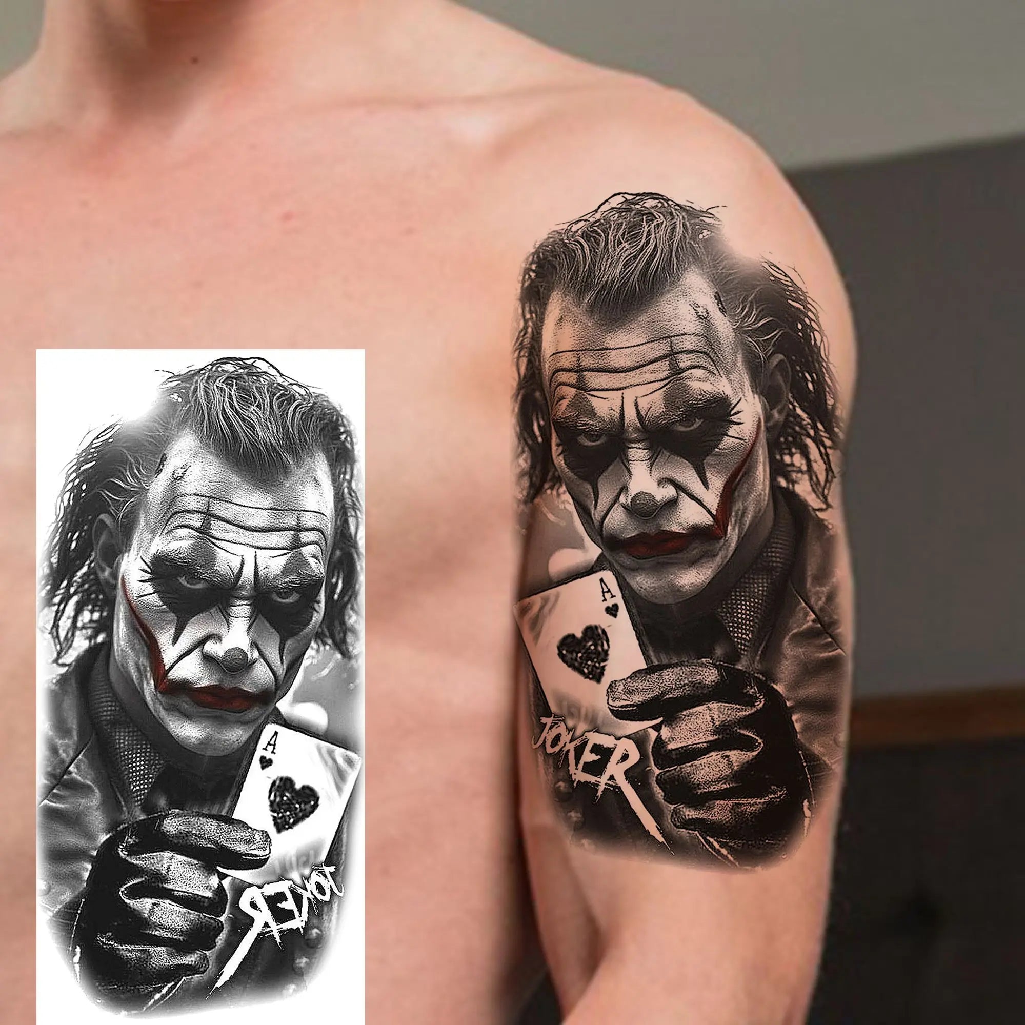 1 Sheet Bad Guy Robber Poker Temporary Tattoos For Men Women Gangster Joker Rebel Waterproof Realistic Fake Tattoo Arm Stickers