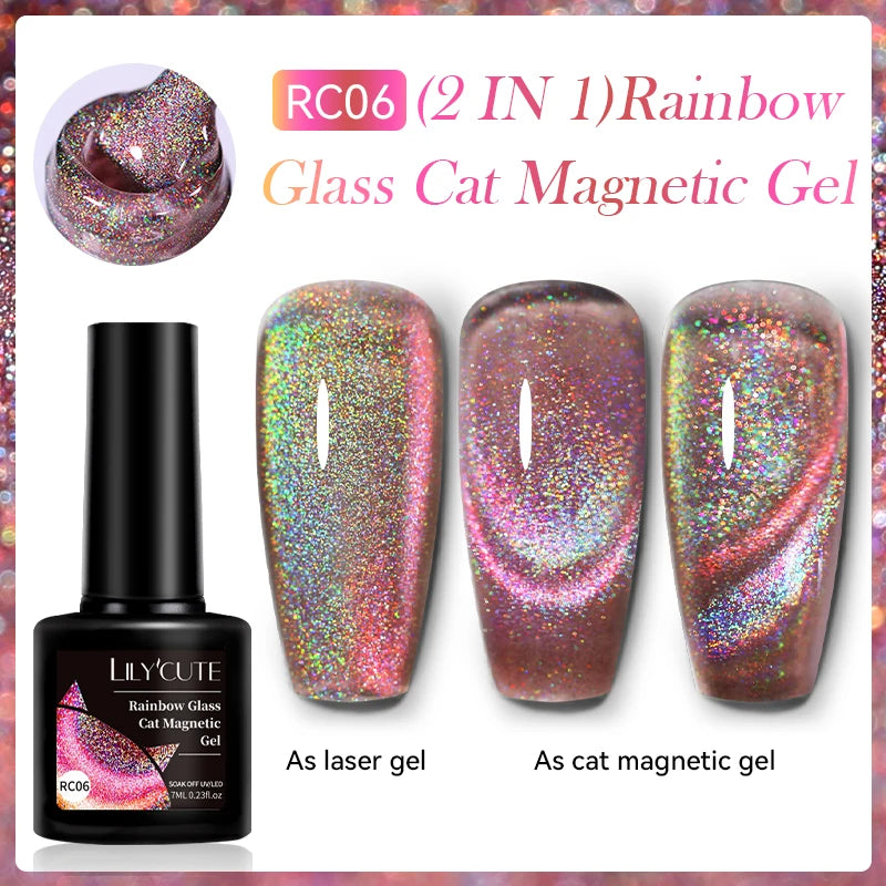 LILYCUTE 7ml Fruit Grape Purple Cat Magnetic Gel Nail Polish Vernis Semi Permanent Soak Off Colorful Gel Polish Nails Supplies