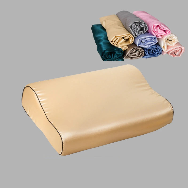 1 Pcs Luxury Satin Pillowcase 30cmx50cm/40cmx60cm Pure Color Luxury Comfortable Imtation Satin Memory Foam Pillow Cover