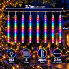 Christmas Lights USB Meteor Shower Falling Rain Icicle Fairy String Lights for New Year Birthday Wedding Party Decor