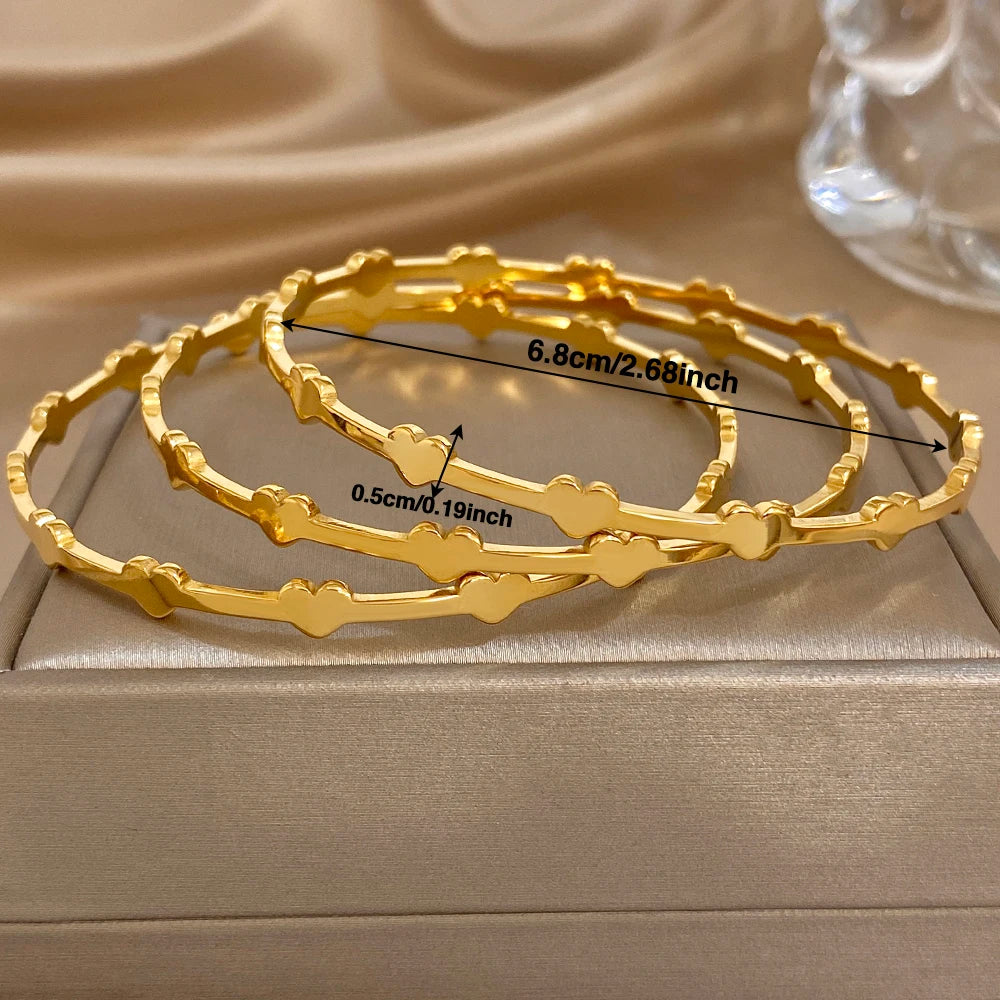 Greatera Three-piece Set of Heart-shaped Spliced Stacked Fine Bracelet Classic 3pcs 68mm Diameter Valentine's Day Bangle Gifts
