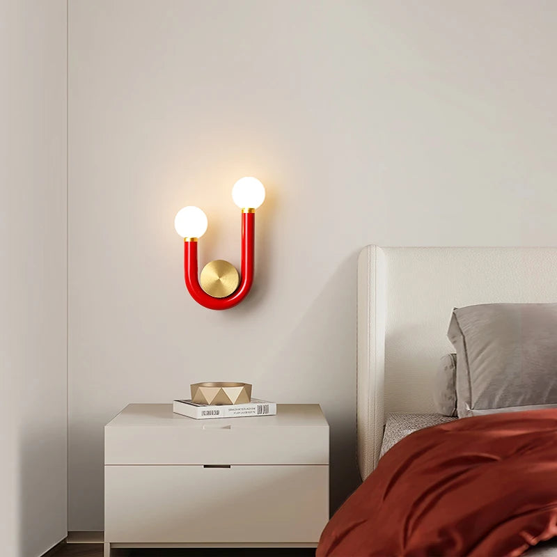 Danish Designer Creative Colorful U-shaped LED Wall Lamp Study Living Room Bedroom Bedside Hallway Staircase Indoor Light Decor