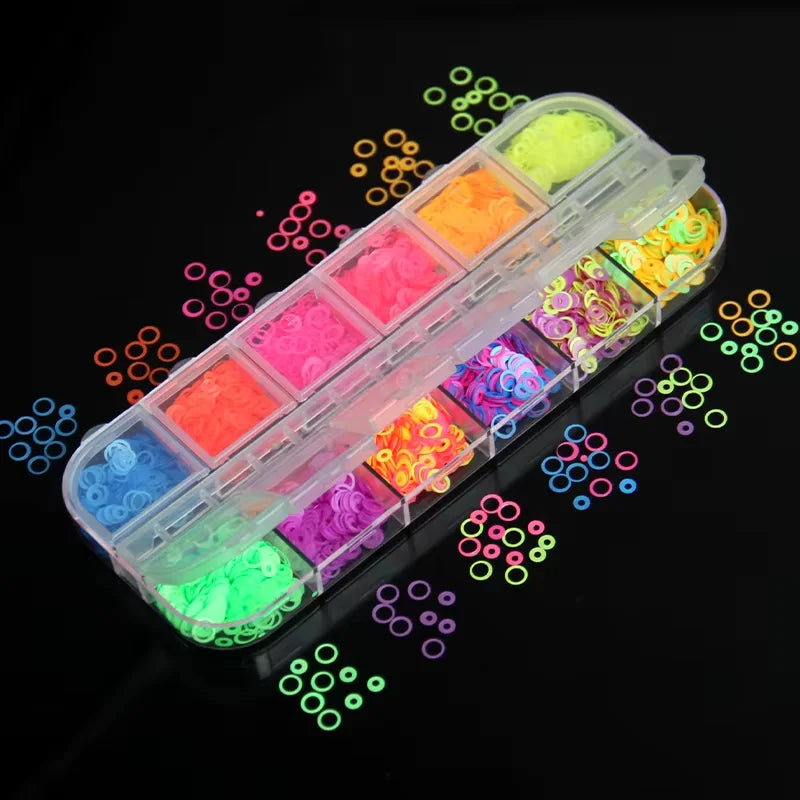 Holographic Sweet Love Heart Nail Art Glitter Sequins Shining Laser Fluorescence Star Butterfly 3D Nails Decorations Accessories