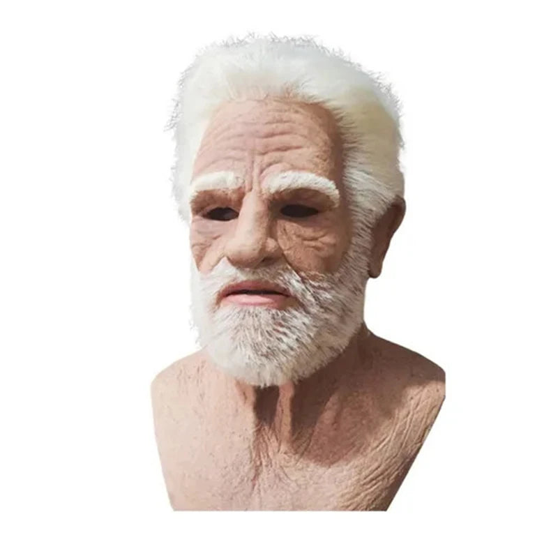 New Male Halloween Masks Of Terror Full Head Face Realistic Silicone Grandpa Wrinkle Real Elderly Mask Party Cosplay Props