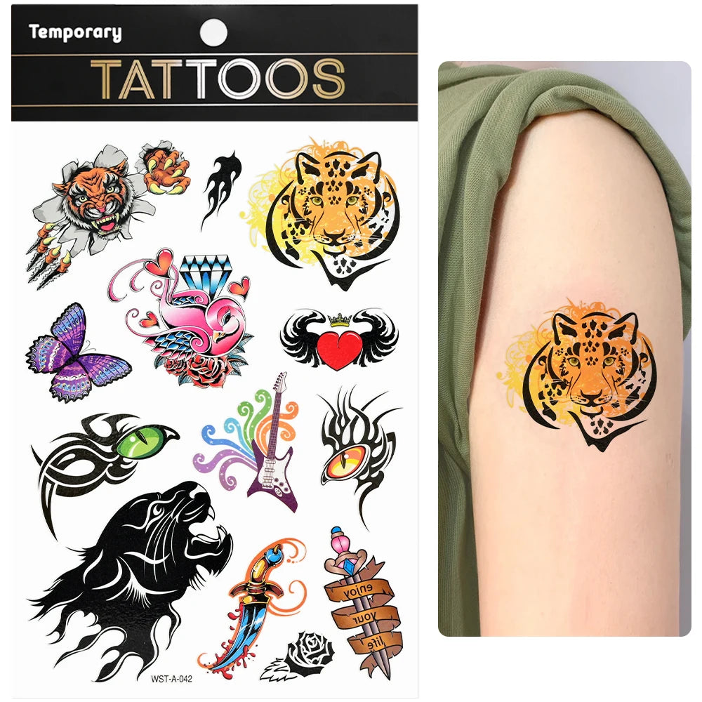 Waterproof Colourful Temporary Tattoos Sticker  Scorpion Butterfly Transfer Fake Tatoo Men Women Body Arm Fake Tattoo Stickers
