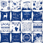 45cm Blue Snow Winter Christmas Pillowcase 2026 Xmas Ornaments Sofa Pillow Cover Merry Christmas Decor Home Car Cushion Cover
