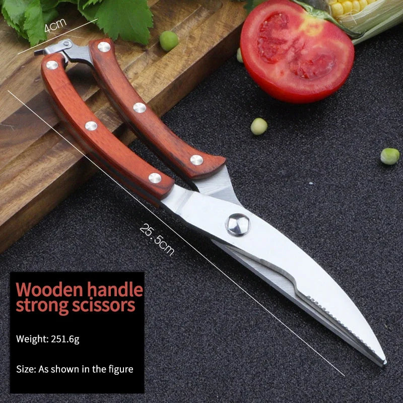 Stainless steel scissors Kitchen special multifunctional cutting food scissors Powerful sharp scissors for chicken bone barbecue