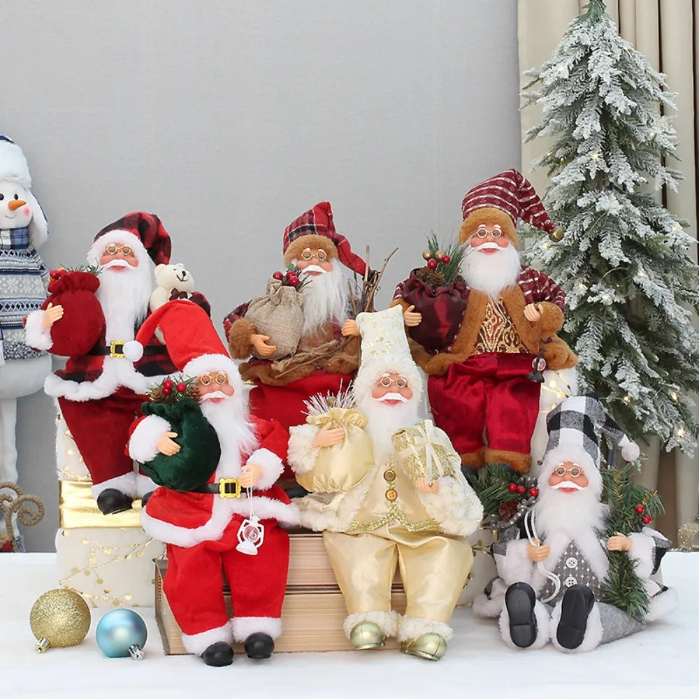 Christmas Decorations 30cm Sitting Santa Claus Gift Window Display Ornament