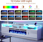 78" Electric Fireplace TV Stand with LED Lights & Storage for TVs up to 90"