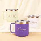 ZENTORYX Custom 12oz Coffee Mug with Handle, Stainless Steel Vacuum Insulated Thermal Beer Cup, Travel Cup with Leakproof Lid