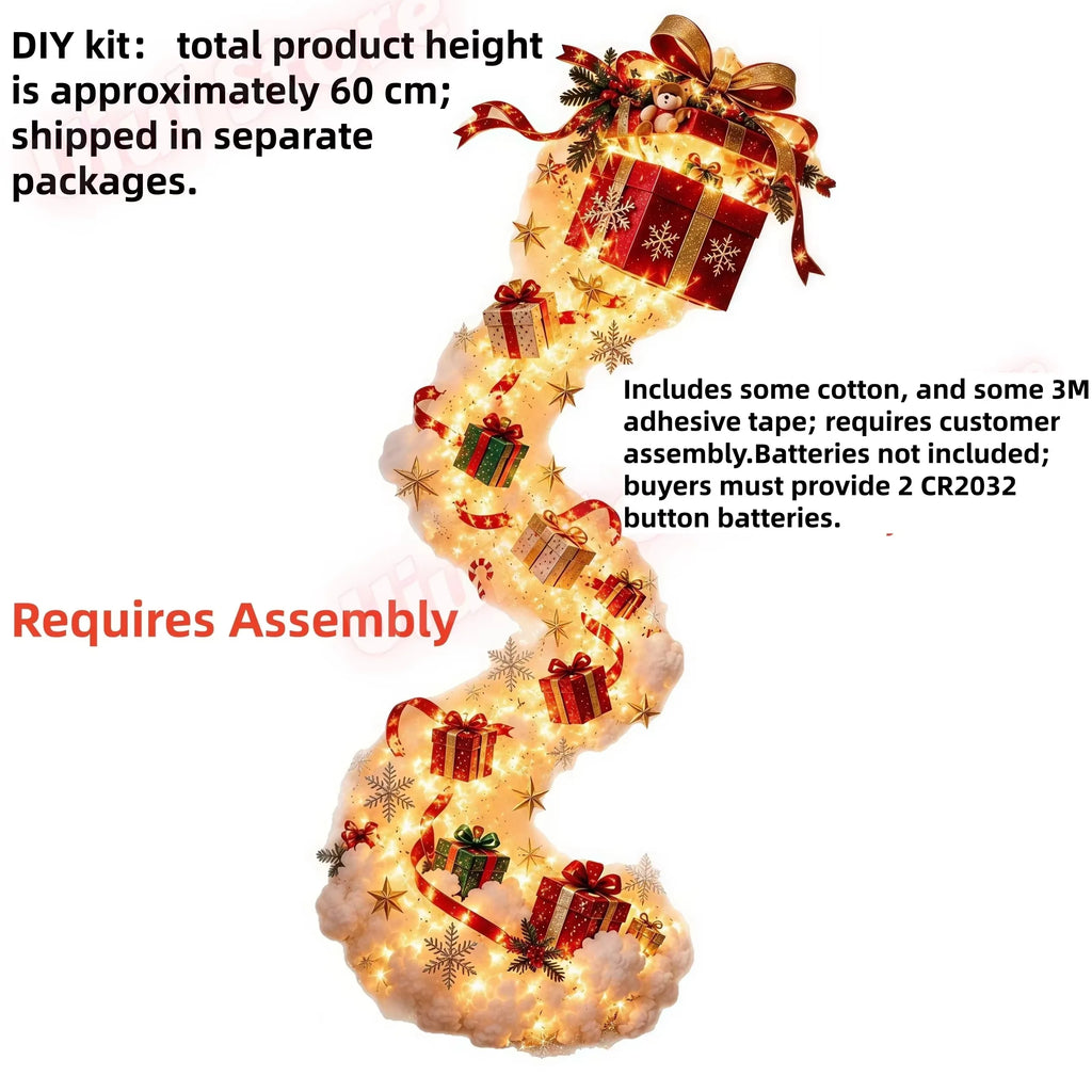 Christmas Magic Trail Wall Light, LED Cascading Holiday Decor,Warm White Glow, Space-Saving Wall Decor, Easy Wall Placement