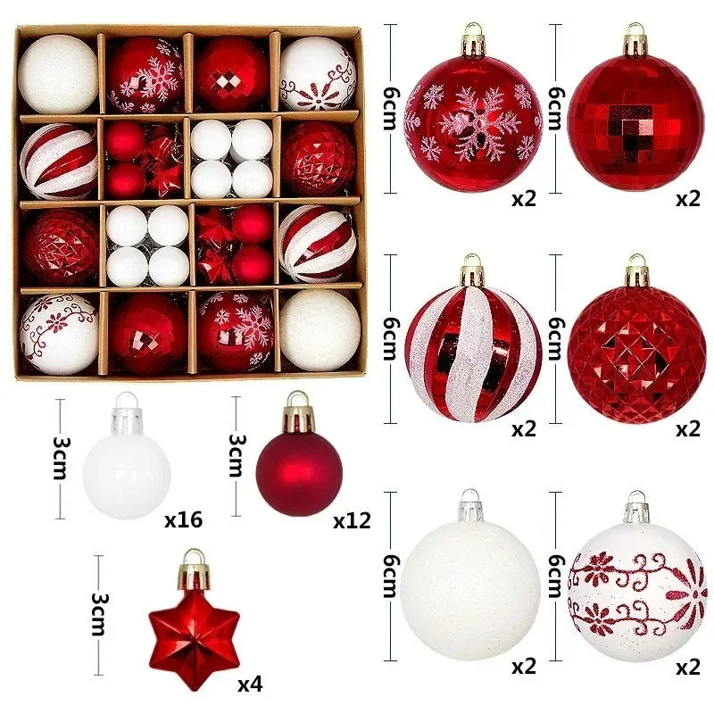 44Pcs 3/6CM Christmas Merry Balls Decoration Xmas Tree Hanging Ornament Party Home Room Decor Holiday Navidad New Year 2026 Gift