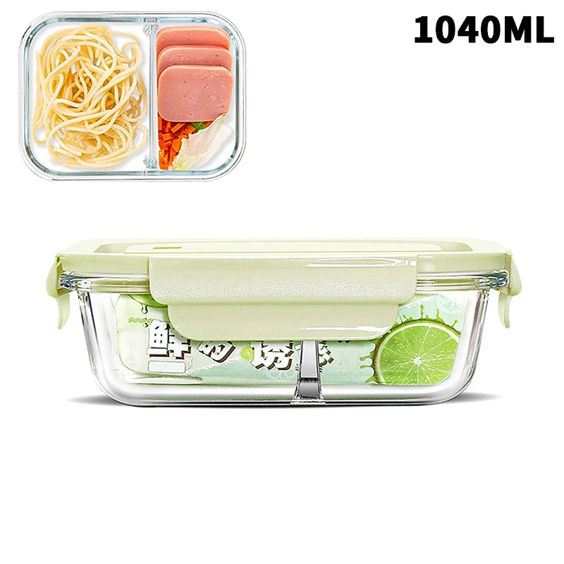 1/2/3 Grids Thickened Leak Proof Microwave Safe Food Crisper High Borosilicate Glass Bento Box With Lids Airtight Lunch Boxes