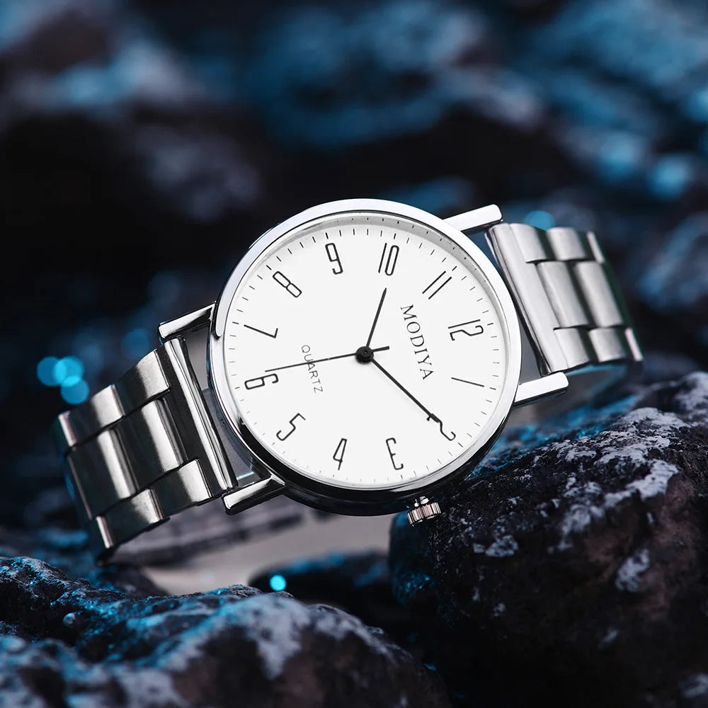 New Men's Fashion Business Steel Strip Watch Trendy High Beauty Quartz Watch Decorative Gift Watch