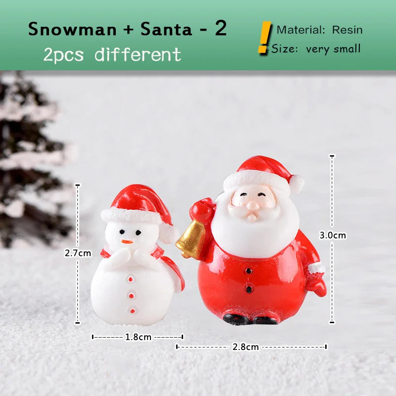 New Christmas Deer Santa Claus Sled Tree Snowman Figurine Doll House Home Decor Miniature Garden Decoration Accessories Modern