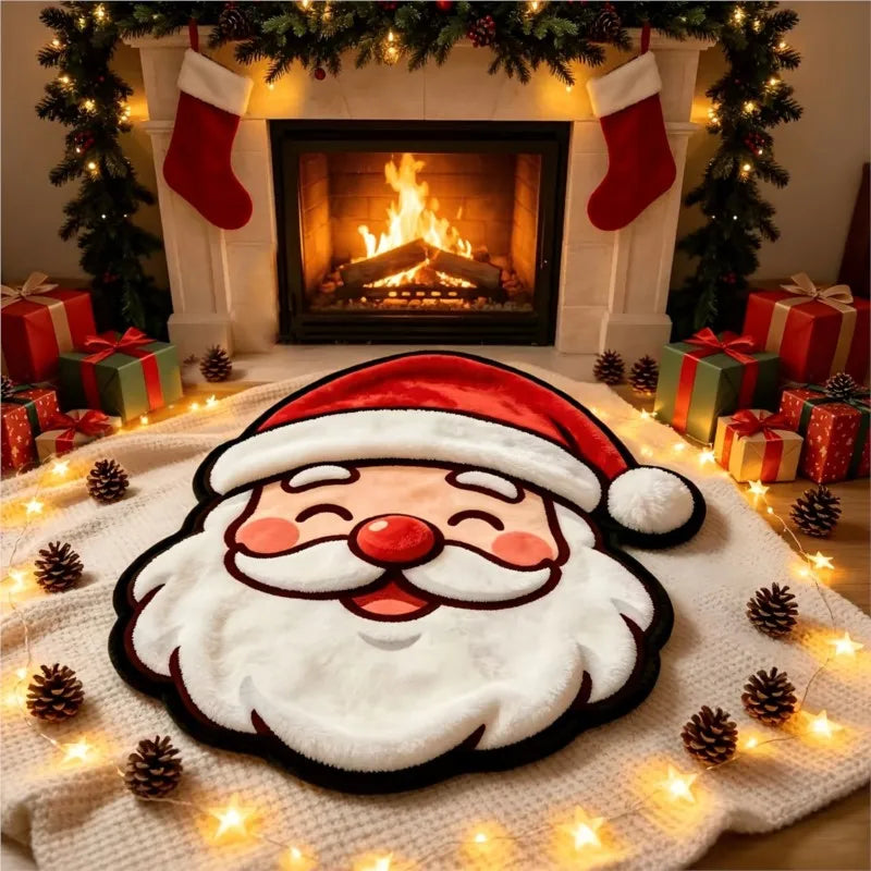 Christmas Santa Claus Flannel Blanket Lovely Soft Warm Plush Throw Blanket Novelty Cartoon Holiday Festival Gift Home Decor
