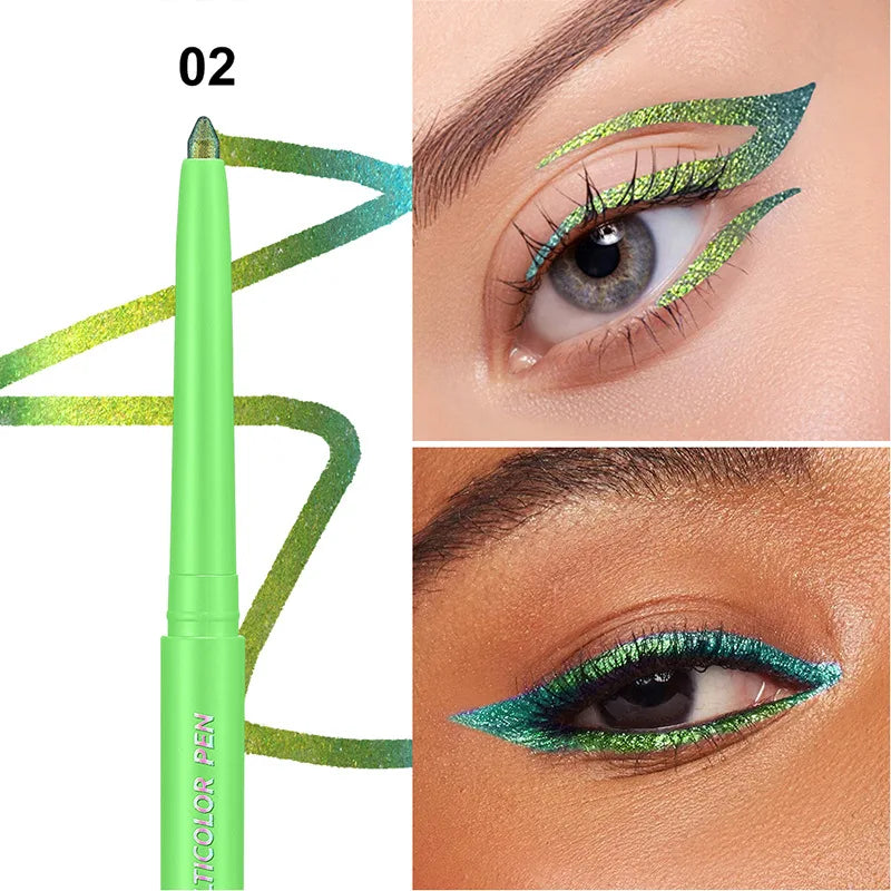 Pearlescent Aurora Purple Eyeliner Pen Chameleon Metallic Eye Liner Shiny Eyeshadow Lying Silkworm Green Blue Makeup Pigment