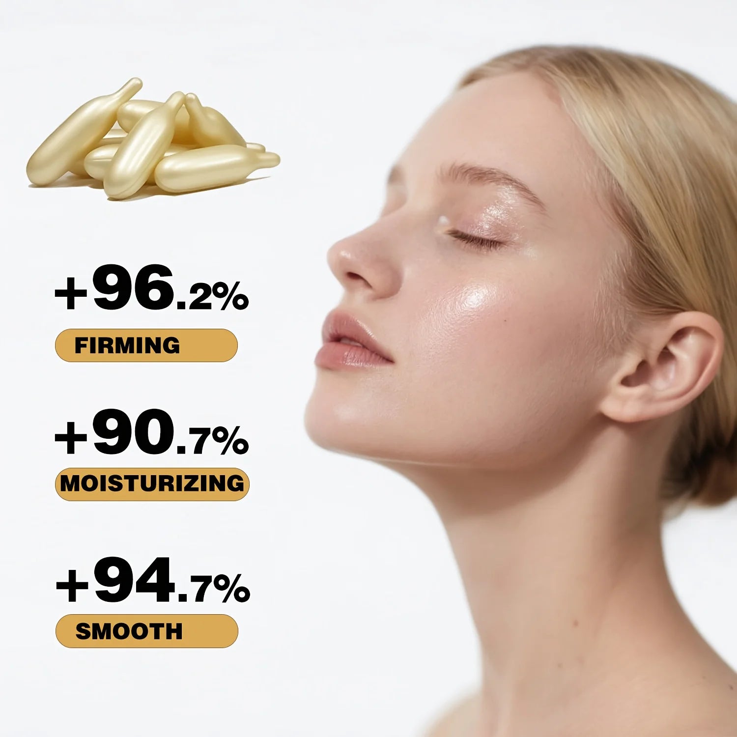 Collagen Firming Capsule Essence, Moisturizing and Hydrating for Smooth Skin, Contains Plant-Based Squalane, Retinol, and Vitamin E Deep Hydration Essence (0.4Gx30 Capsules)/Bag-1 Bag