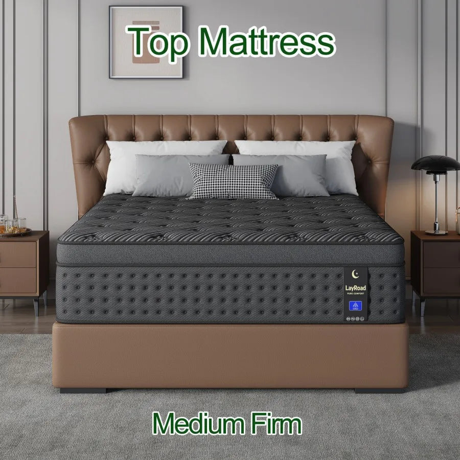 12/14inch Memory Foam Hybrid Mattress With Pocket Springs, Twin, Full, Queen, King, Sizes In A Box, Medium Firm, Mattresses For Support Comfort, Fiberglass-Free Suitable For Home Bedrooms, Hotels And Halls Of Residence