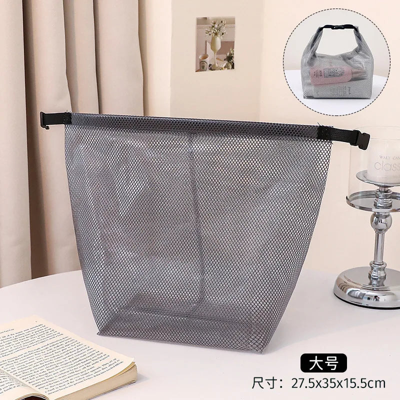 1PC Waterproof Mesh Cosmetic Bag for Travel, Gym, Bathroom, Quick-Dry Toiletry Organizer with Handle Portable Makeup Pouch