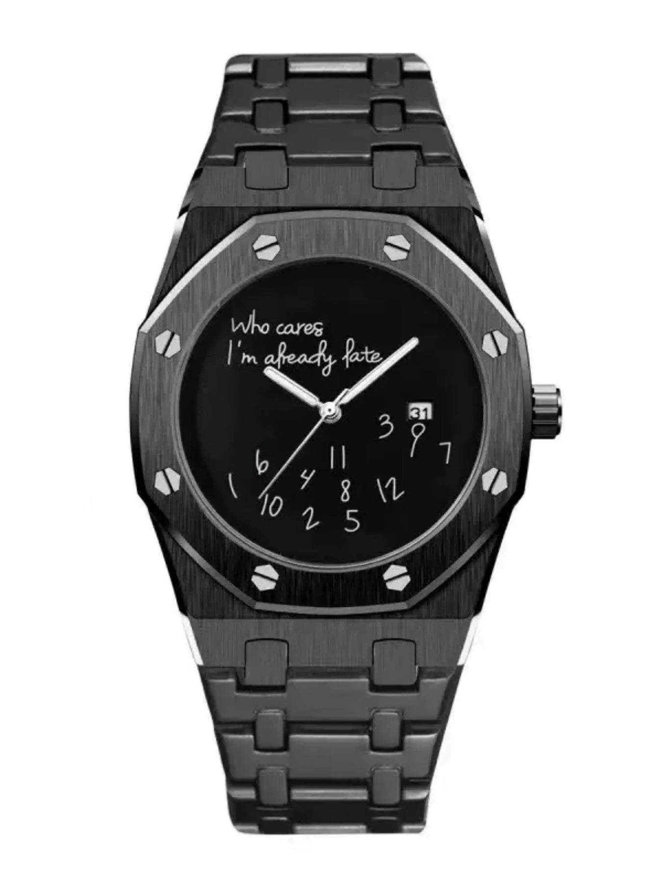 New High-End Business Casual Men's Steel Band Watch, Round Dial Design, Personalized Graffiti Number Pattern, Simple Retro Fashion with a Premium Feel, a Trendy Men's Gift Recommendation.