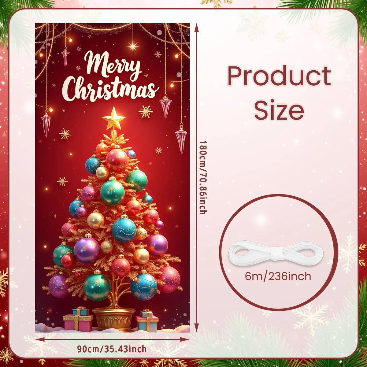 Christmas Door Cover Decorations Santa Claus Send Gift Background Banner for Indoor Outdoor Home Porch Holiday Decor Supplies