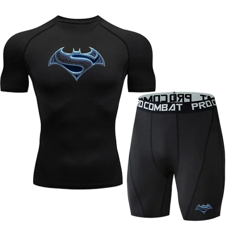 2026 Men's T Shirt Outdoor Training Fitness Gym Jogging Running Sweatshirt Bat/-Man Compression Shirts Tight Elastic Breathable