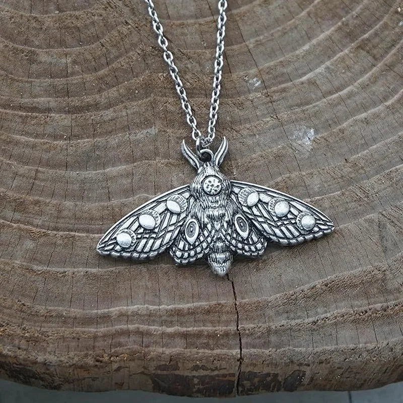 Vintage Moth necklace, Gothic jewelry, witch accessories, Insects, butterfly, Pagan, alternative, Moth Charm, Choker For Women