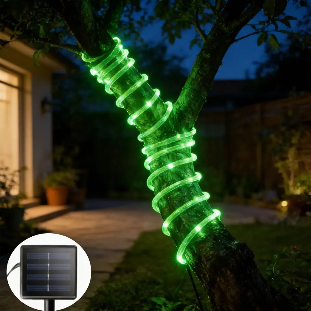 LED Solar Rope Tube Strip Light Outdoor Waterproof Fairy Light Strings Christmas Decor for Garden Lawn Tree Yard Fence Pathway