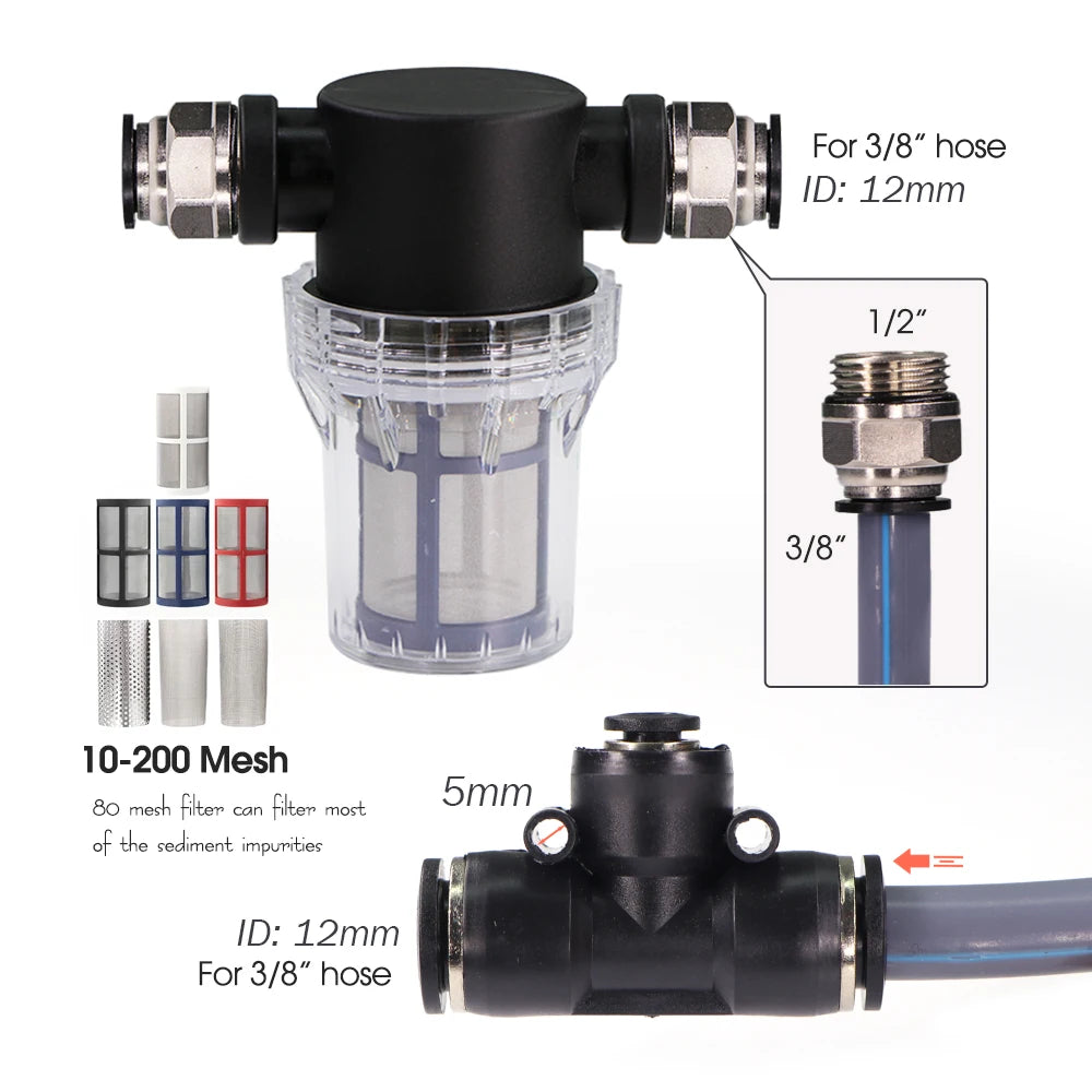 3/8" 9/12mm Misting Cooling System 360° Free-Bend Nozzle Atomizer Sprayer PE Hose 80 Mesh Filter Garden Irrigation Watering Kit