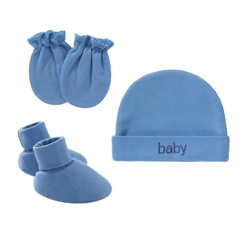3Pcs New Newborn Baby Hat+Gloves+Socks Set
