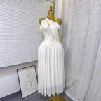 Women Backless Dresses A Line Solid Pleated  Dress Ankle Lenth Sleeveless Waist Cinch Slim Fit Party Sexy Elegant 2026 Summer