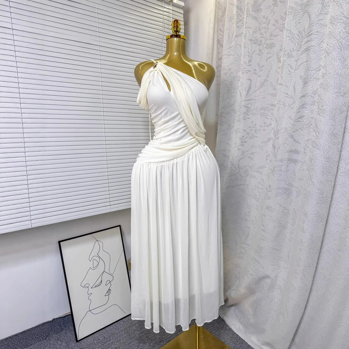 Women Backless Dresses A Line Solid Pleated  Dress Ankle Lenth Sleeveless Waist Cinch Slim Fit Party Sexy Elegant 2026 Summer