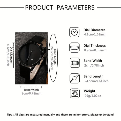 2pcs and 1pcs luxury men's leather strap quartz watch set is the perfect gift for school graduation ceremonies or any occasion