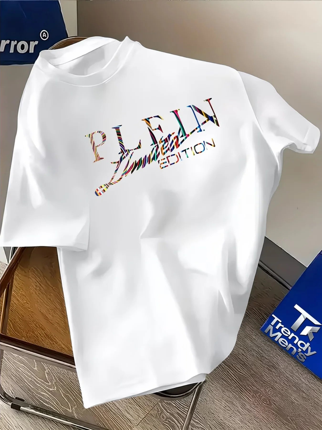 Men's Summer Fashion Printed Casual T-shirt Round Neckline 100% Cotton Fabric Short Sleeves Comfortable Breathable Loose Top