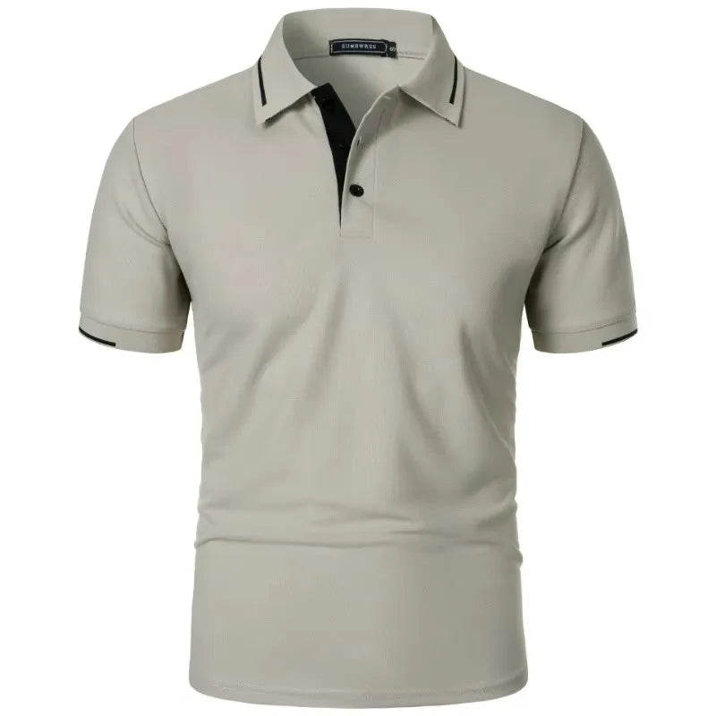 Men's Short Sleeve Polo Shirt Summe Button Classic Fit Casual T-Shirts Oversize Pullover Shirts Man Solid Color Lightweight Tops