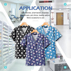 Short Sleeve V Neck Print Christmas Uniform Nursing Tops Male Scrub Nurse Working Uniforms T-Shirts Workwear Women Beauty Scrubs