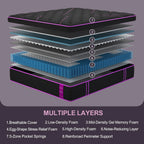 12/14in Hybrid Gel Memory Foam Mattress with Pocket Spring, Medium Firm, Motion Isolation Mattress in a Box