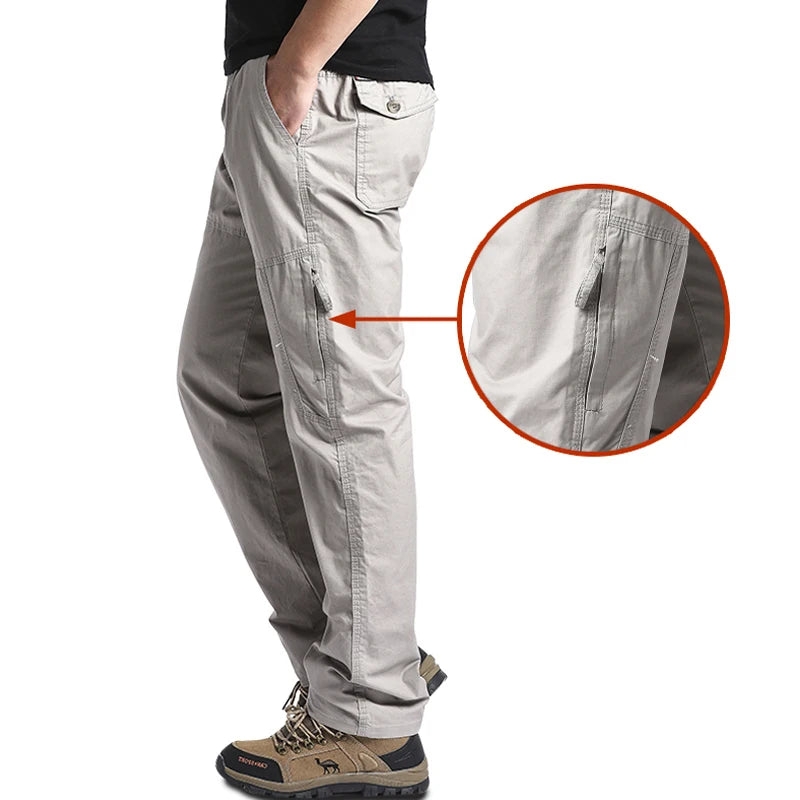 High Quality Men's Cotton Cargo Pants Casual Multiple Pocket Tacitcal Pants Spring Autumn Outdoor Camping Hiking Work Pants