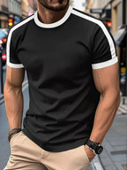 2025 Summer New Men's Fashion Casual Round Neck Short Sleeve Top Outdoor Sports Fitness Breathable Quick Drying T-shirt