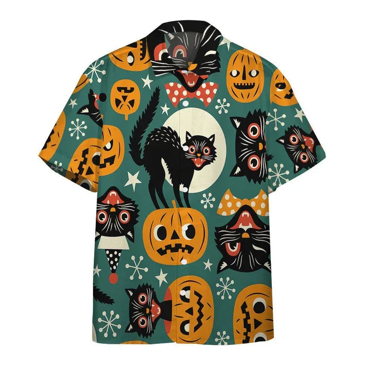 New Halloween Series 3D Printed Casual Pumpkin Short Sleeved Shirt for Men Beach Wear Summer Clothing