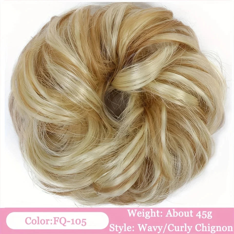 OLACA Synthetic Hair Bun Bands Blonde Black Messy Curly Chignon Donut Updo Scrunchies Fake Hair Pieces For Women Hair Extensions