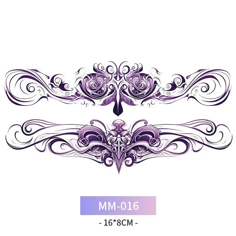 Pink Succubus Totem Tattoo Stickers for Woman Art Temporary Tattoos Set Waterproof Sexy Abdomen Lasting Fake Tattoo Cover Scars