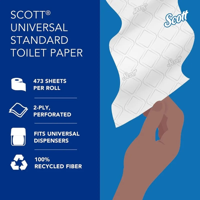100% Recycled Fiber Bulk Toilet Paper 2-Ply White 80 Rolls Individually Wrapped 473 Sheets Per Roll