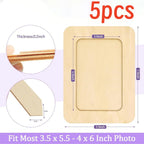 5 Pieces DIY Wooden Picture Frames Unfinished Solid Wood Photo Picture Frames Wooden Picture Frame Crafts DIY Painting Birthday
